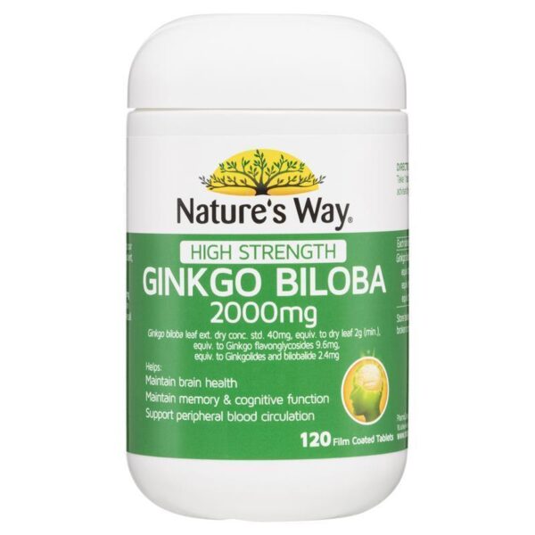 Viên uống hỗ trợ bổ não giảm đau nửa đầu Nature's Way Ginkgo Biloba 2000mg của Úc 120 viên - Image 2