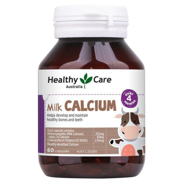 Viên sữa canxi Healthy Care Kids Milk Calcium cho trẻ trên 4 tháng tuổi của Úc 60 viên - Image 2
