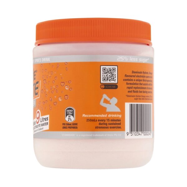 Đường thể thao vị cam hỗ trợ tăng năng lượng Staminade Hydrate Orange Reduced Sugar 25% Powder của Úc 585g - Image 3
