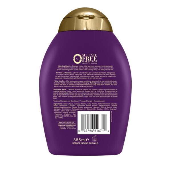 Dầu xả kích thích mọc tóc OGX Thick & Full Biotin & Collagen của Mỹ 385ml - Image 2