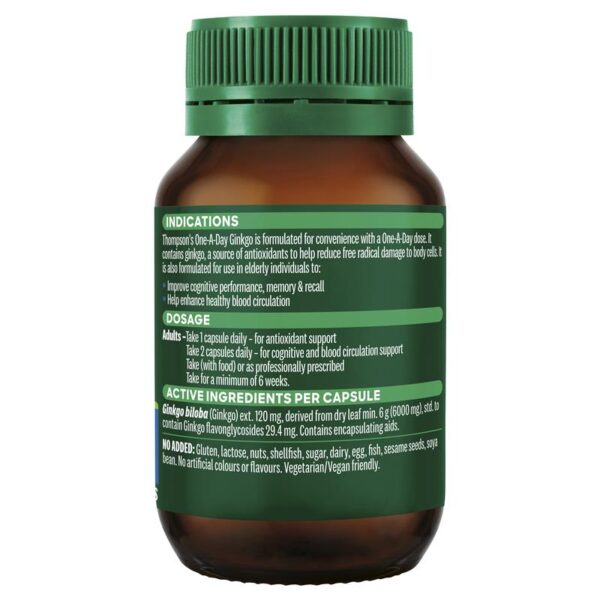Viên uống hoạt huyết dưỡng não Thompson's One A Day Ginkgo 6000mg của Úc 60 viên - Image 3