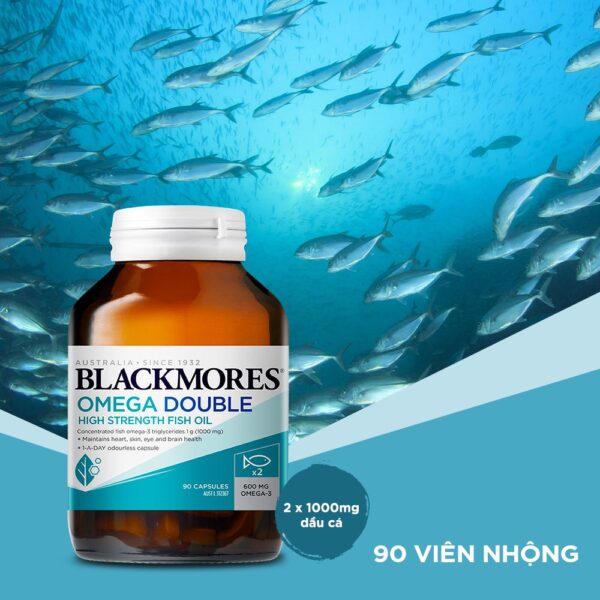 Dầu cá hàm lượng cao Blackmores Omega Double High Strength Fish Oil của Úc 90 viên - Image 3
