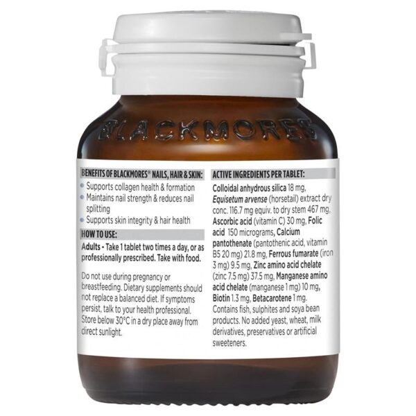 Viên uống hỗ trợ đẹp da, tóc, móng Blackmores Nails Hair & Skin của Úc 60 viên - Image 3