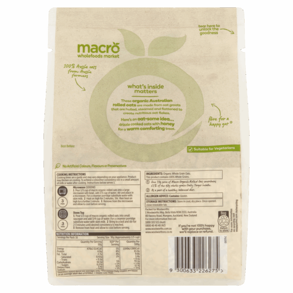 Yến mạch nguyên cám Organic Macro Úc - 500g - Image 2