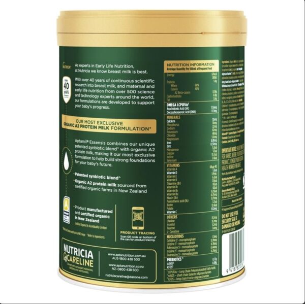 Sữa công thức hữu cơ số 1 Aptamil Essensis Organic A2 Protein Milk Premium Infant Formula 900g cho bé từ 0-6 tháng tuổi của Úc - Image 2