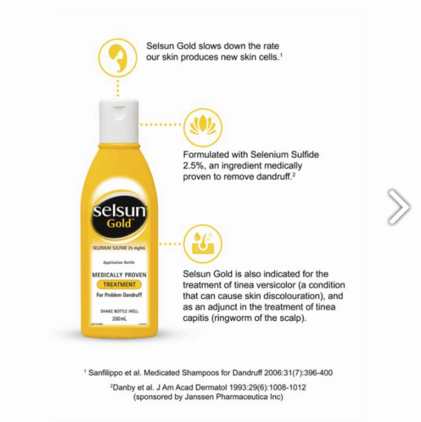Selsun Gold - Dầu Gội Trị Gàu Chai Vàng 200ml - Image 2