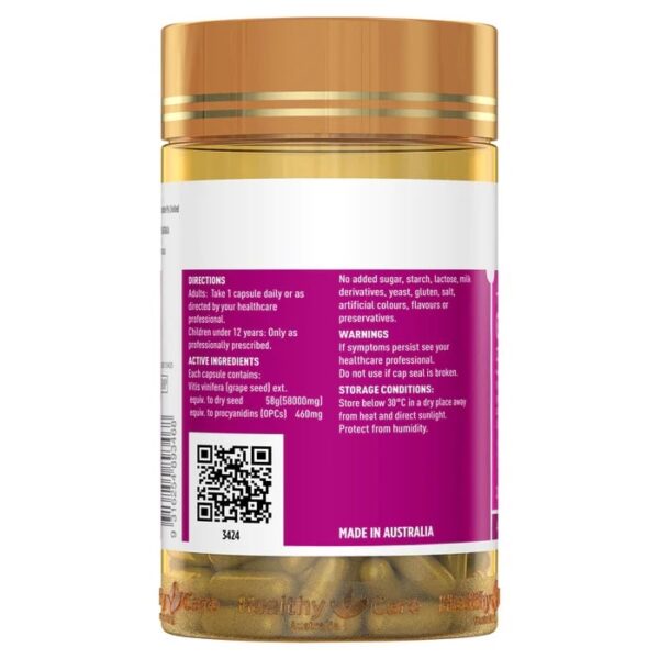 Tinh chất hạt nho hỗ trợ bổ máu Healthy Care Grape Seed 58000 của Úc 200 viên - Image 3