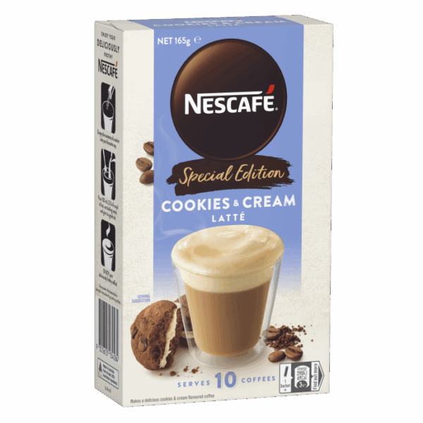 Cà phê pha sẵn Nescafe Coffee Sachets Cookie & Cream Latte / hộp 10 Gói - Mua 3 hộp -> 150k/ hộp