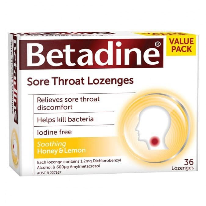 Viên ngậm vị mật ong chanh Betadine Sore Throat Lozenges của Úc 36 viên - Image 2