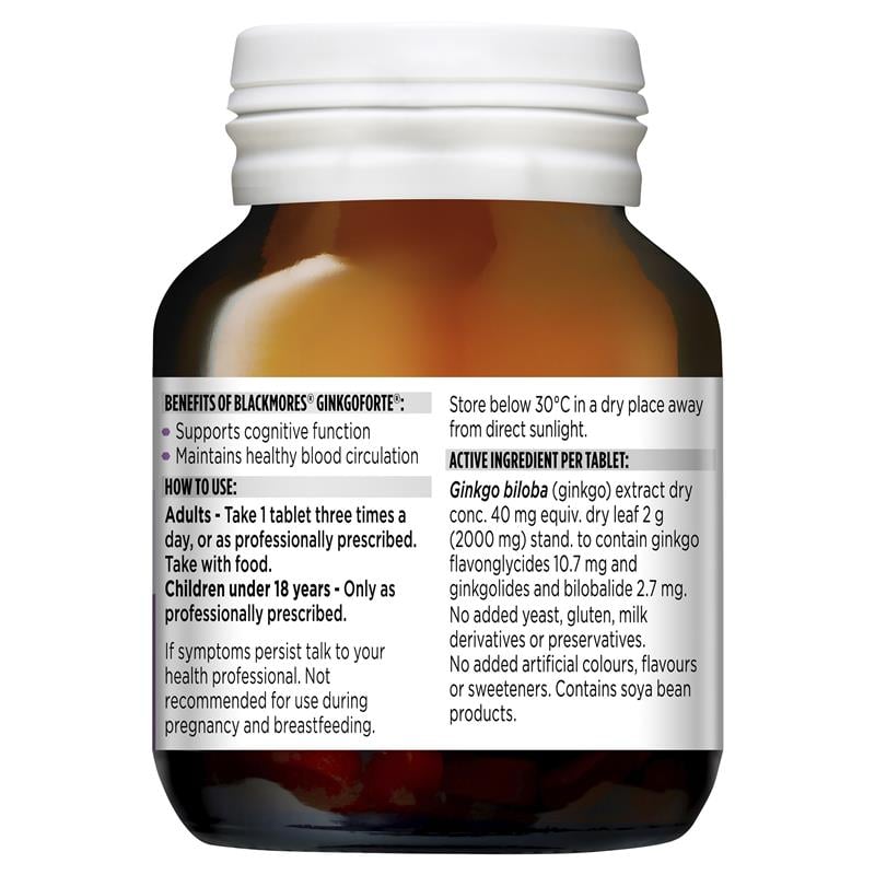Viên uống hỗ trợ bổ não Blackmores Ginkgo Forte của Úc 80 viên - Image 2