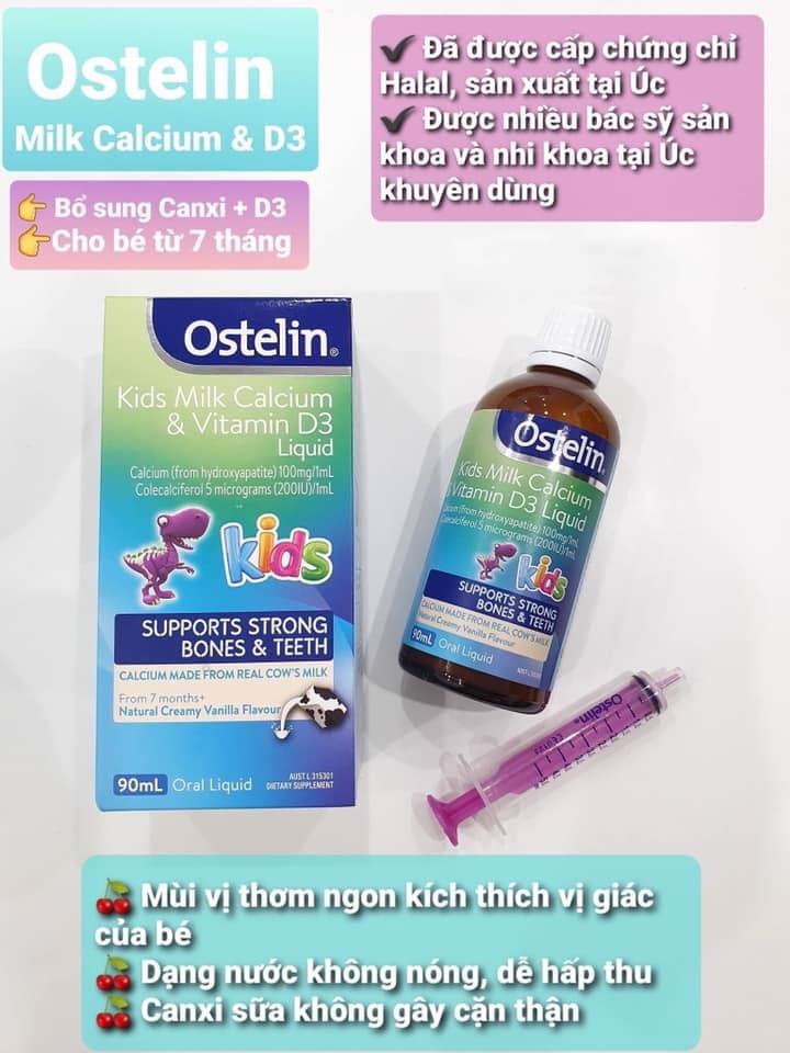 Ostelin Kids Milk Calcium & Vitamin D3 Liquid Cho Trẻ Từ 7 Tháng Lọ 90ml - Image 4