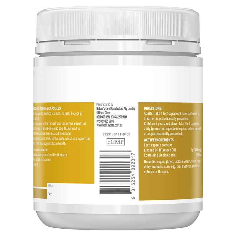 Viên uống dầu hạt lanh Healthy Care Flaxseed Oil 1000mg của Úc 200 viên - Image 2