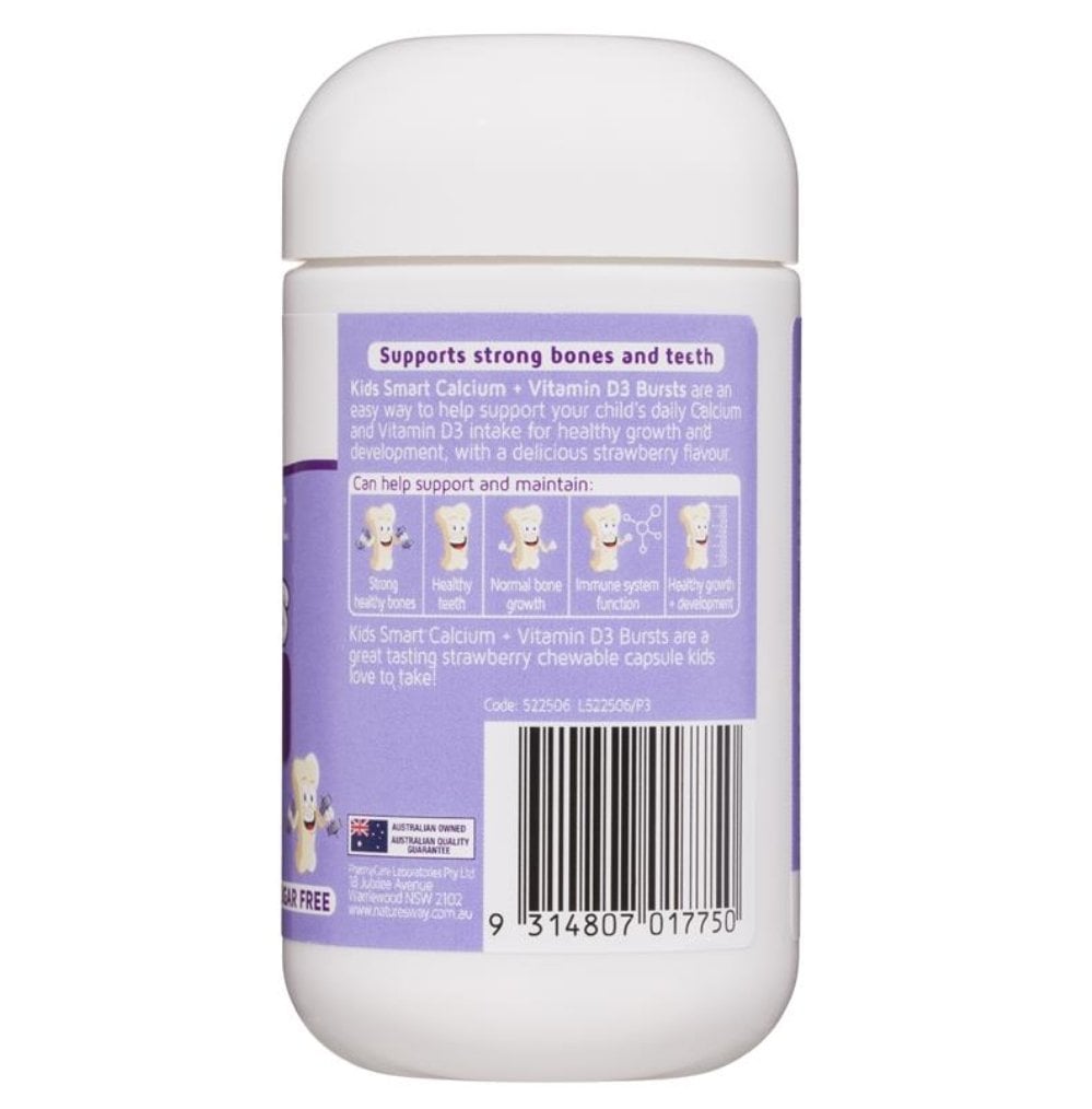 Kẹo dẻo bổ sung canxi D3 cho bé Nature’s Way Kids Smart Bursts Calcium + Vitamin D3 của Úc 50 viên - Image 2