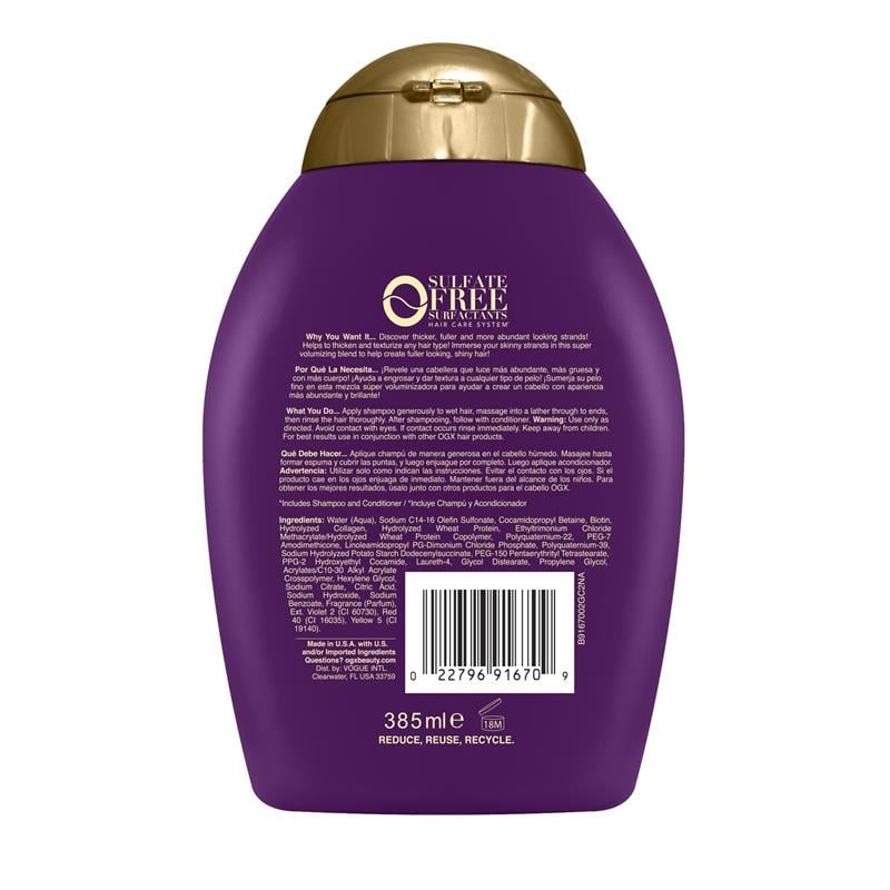Dầu gội kích thích mọc tóc OGX Thick & Full Biotin & Collagen của Mỹ 385ml - Image 3