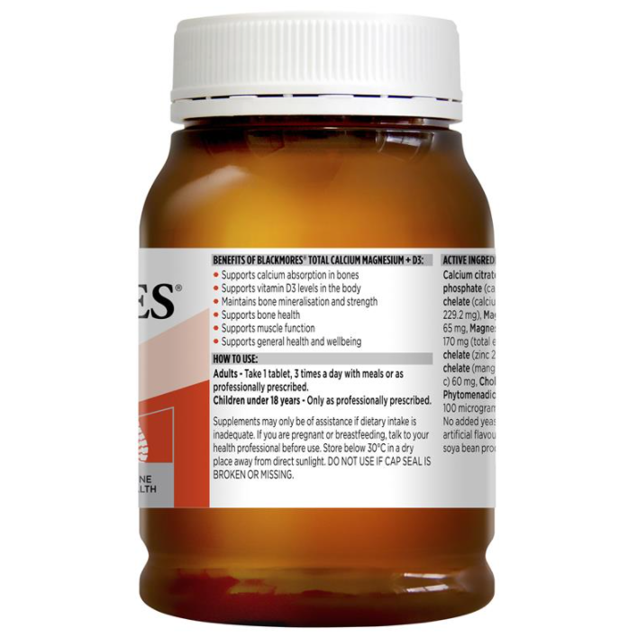Hỗ trợ bổ sung Canxi Magie D3 Blackmores Total Calcium Magnesium + D3 của Úc 200 viên - Image 2