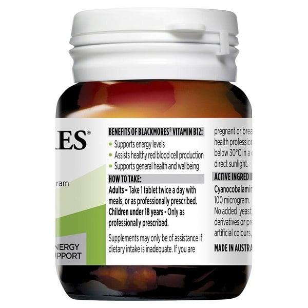 Viên uống bổ sung Vitamin B12 Blackmores Vitamin B12 của Úc 75 viên - Image 2
