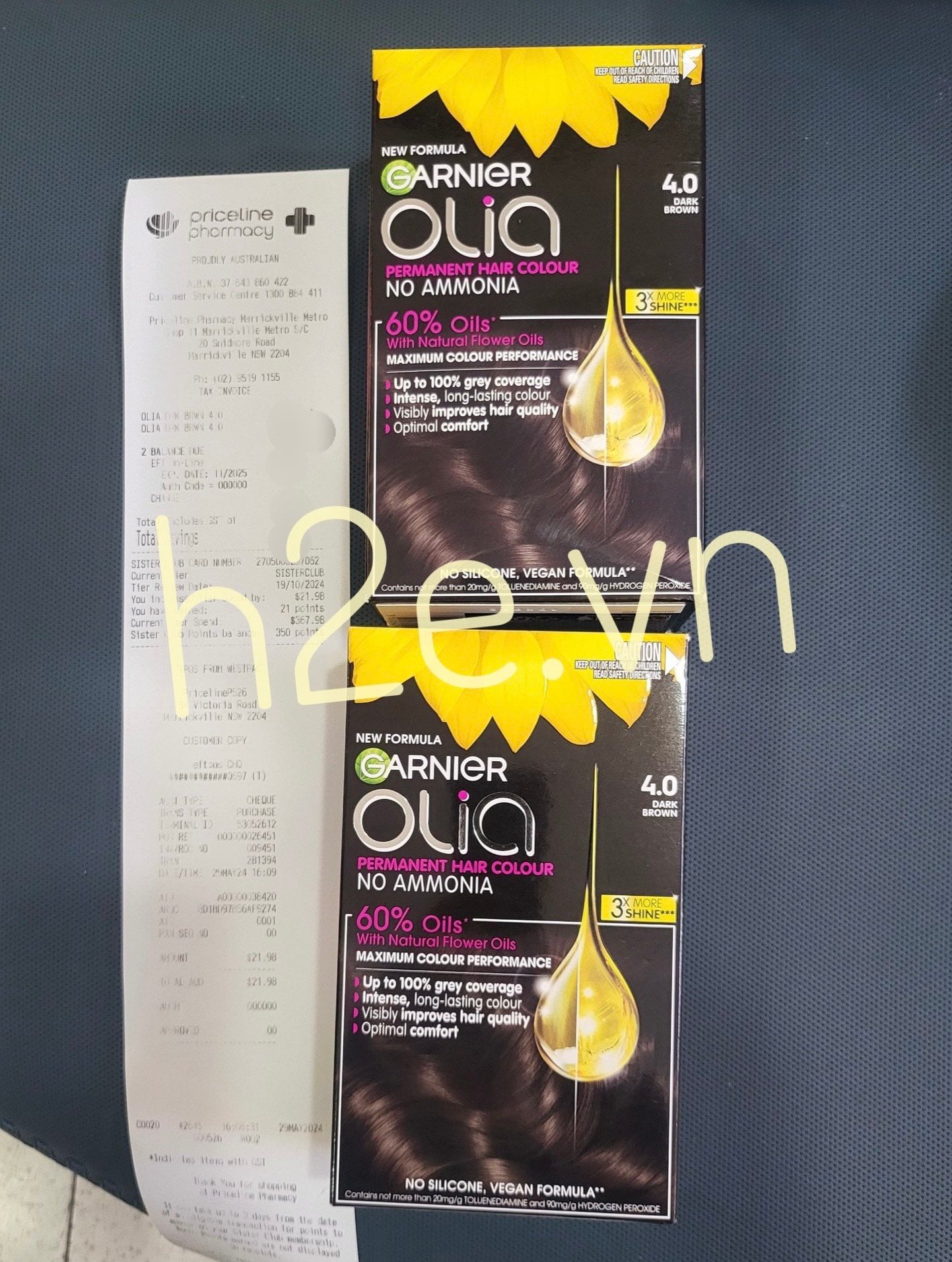 Thuốc nhuộm tóc phủ bạc Garnier Olia 4.0 Dark Brown - Image 3