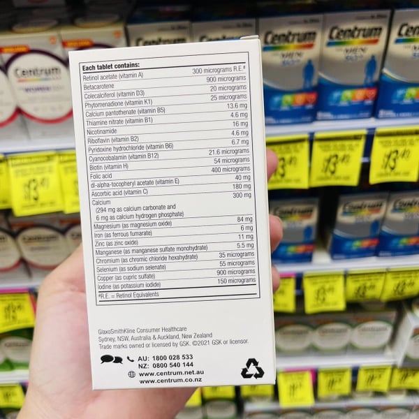Vitamin tổng hợp tăng cường sinh lực cho nam Centrum For Men của Úc 90 viên - Image 4