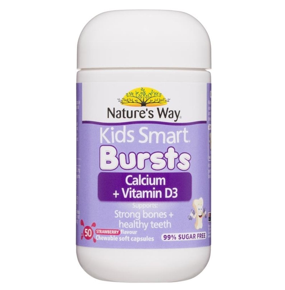 Kẹo dẻo bổ sung canxi D3 cho bé Nature’s Way Kids Smart Bursts Calcium + Vitamin D3 của Úc 50 viên