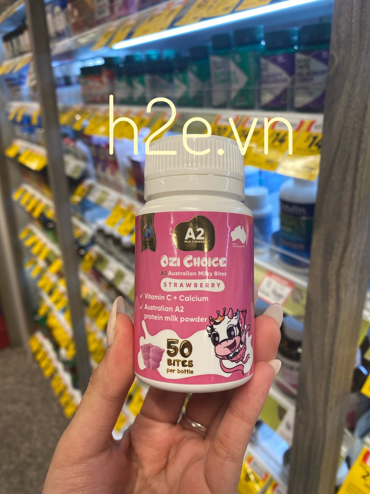 Ozi Choice Calcium + Vitamin C - Viên Nhai Kẹo Sữa Canxi & Vitamin C Lọ 50 Viên - Image 2