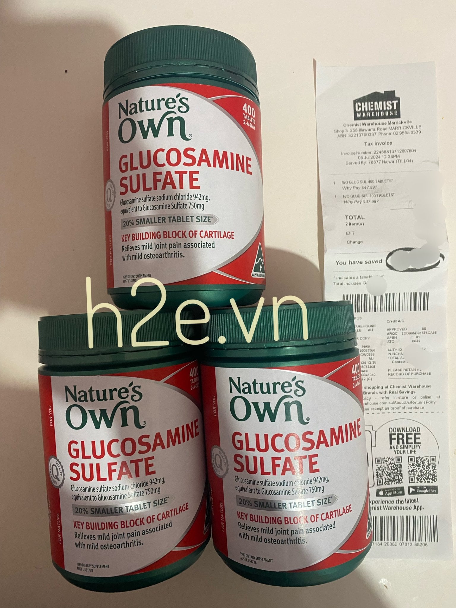 Nature's Own Glucosamine Sulfate - Viên Bổ Khớp 400 Viên - Image 3