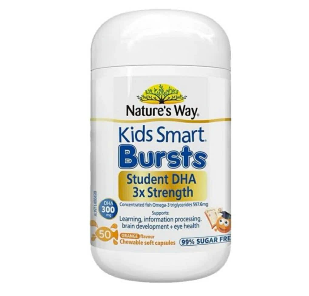 Viên nhai bổ sung DHA cho bé Nature’s Way Kids Smart Bursts DHA 300mg Triple Strength của Úc 50 viên - Image 2