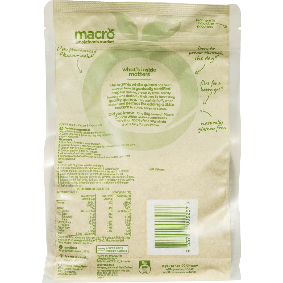 Macro White Quinoa - Hạt Diêm Mạch Trắng Gói 500g - Image 2