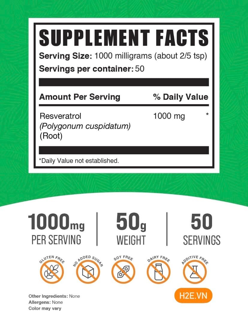 Bột chống lão hóa Resveratrol Powder 98% pure nguyên chất- gói 50g - Image 5