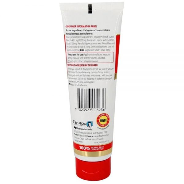 Kem bôi hỗ trợ cải thiện suy giãn tĩnh mạch Caruso's Veins Care Cream của Úc 75g - Image 3