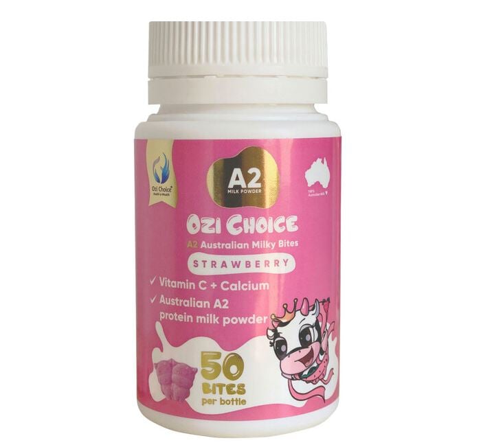 Ozi Choice Calcium + Vitamin C - Viên Nhai Kẹo Sữa Canxi & Vitamin C Lọ 50 Viên