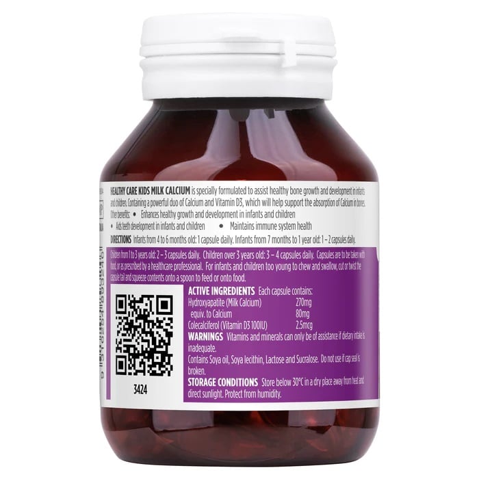 Viên sữa canxi Healthy Care Kids Milk Calcium cho trẻ trên 4 tháng tuổi của Úc 60 viên - Image 3