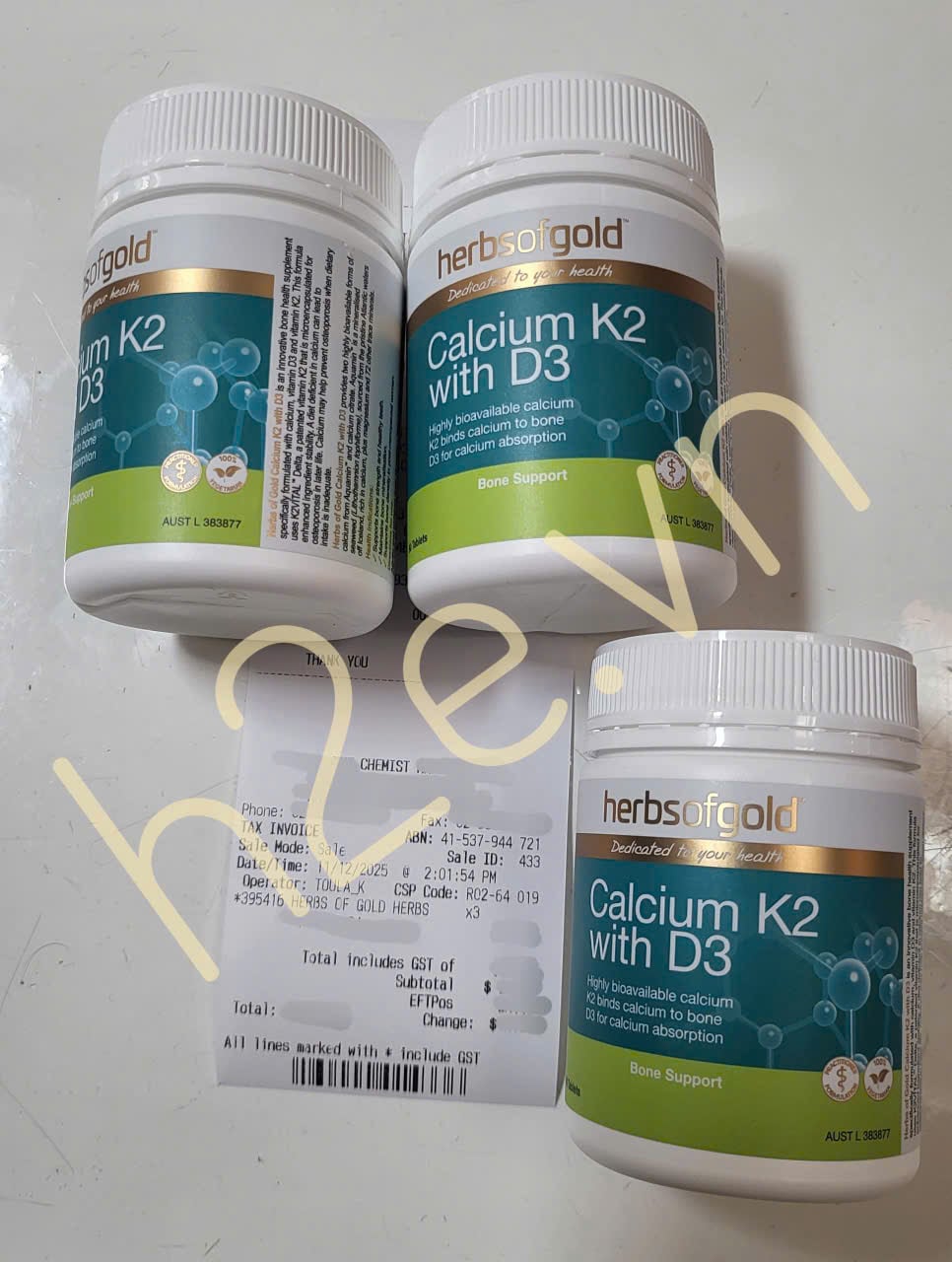 Viên Uống Bổ Sung Canxi Herbs Of Gold Calcium K2 with D3 lọ 90 viên - Image 2