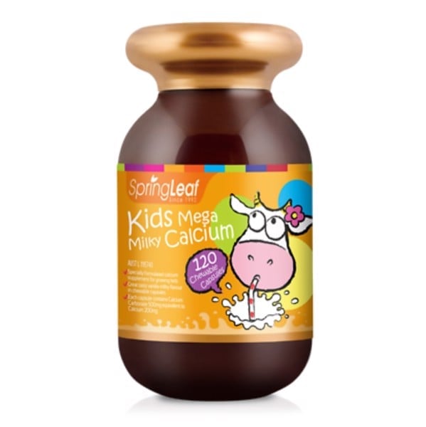 Viên nhai bổ sung canxi cho bé Spring Leaf Kids Mega Milky Calcium của Úc 120 viên - Image 2