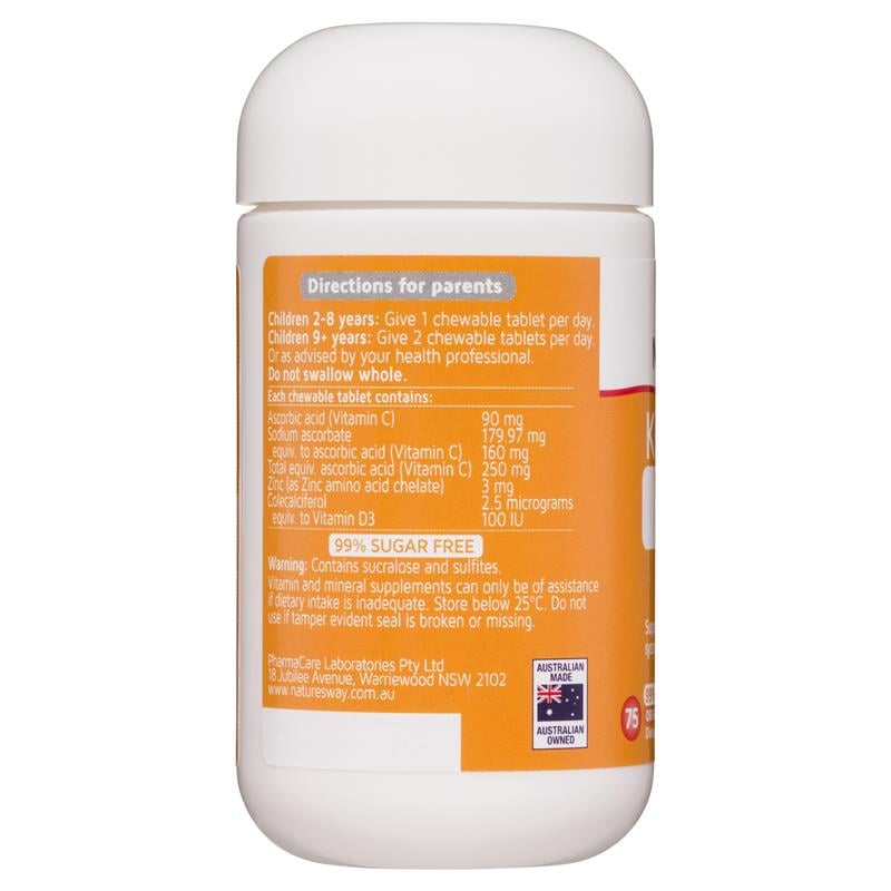 Viên nhai bổ sung Vitamin C Kẽm D3 cho bé Nature’s Way Kids Smart Vitamin C + ZinC + D3 của Úc 75 viên - Image 3