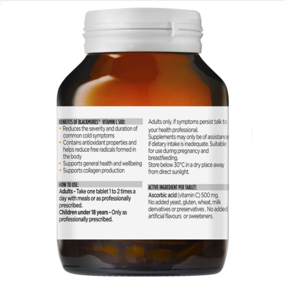 Viên uống bổ sung Vitamin C Blackmores Vitamin C 500 của Úc 120 viên - Image 2
