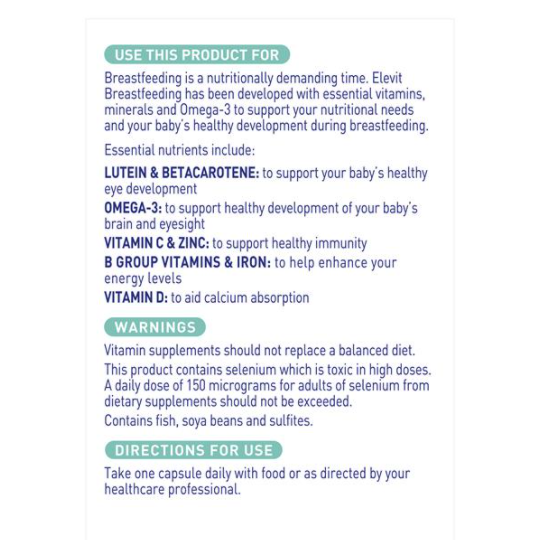 Vitamin cho phụ nữ sau sinh và cho con bú Elevit Breastfeeding của Úc 60 viên - Image 2