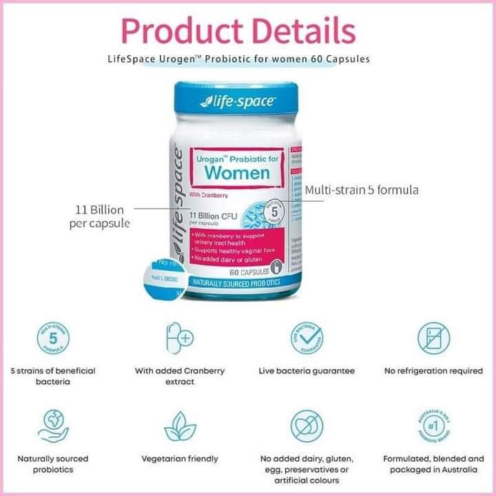 Men vi sinh cho nữ giới Life Space Urogen Probiotic For Women của Úc 40 viên - Image 3