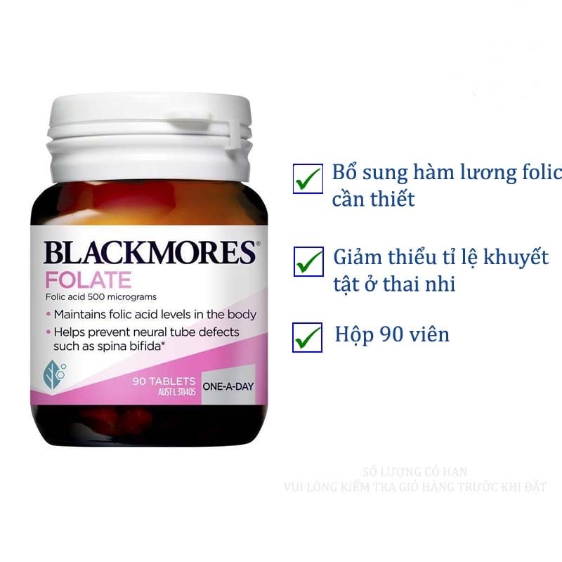 Viên uống bổ sung axit folic cho bà bầu Blackmores Folate của Úc 90 viên - Image 4