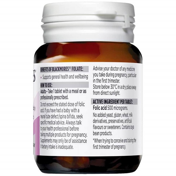 Viên uống bổ sung axit folic cho bà bầu Blackmores Folate của Úc 90 viên - Image 2