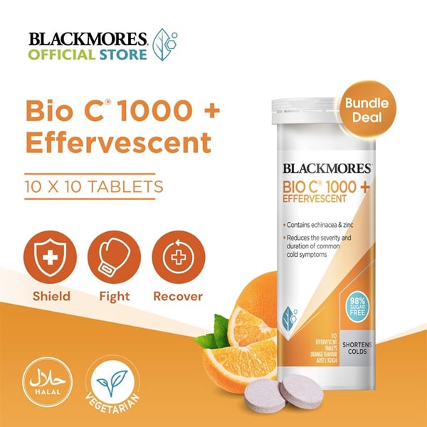Viên sủi hỗ trợ tăng đề kháng Blackmores Bio C 1000 + Effervescent của Úc lọ 10 viên - Image 3