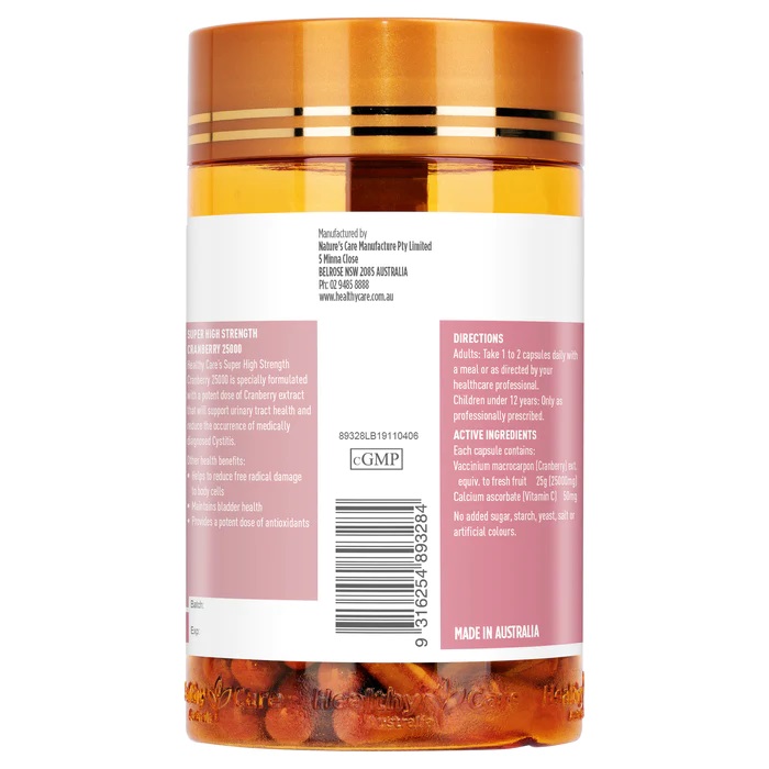 Viên uống hỗ trợ đường tiết niệu Healthy Care Cranberry 25000 của Úc 90 viên - Image 4