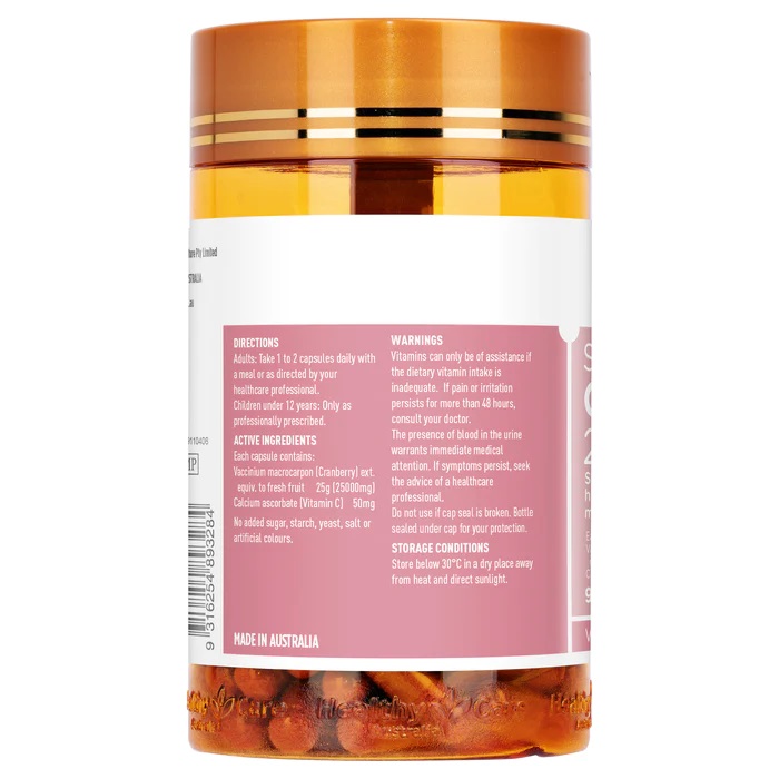 Viên uống hỗ trợ đường tiết niệu Healthy Care Cranberry 25000 của Úc 90 viên - Image 2