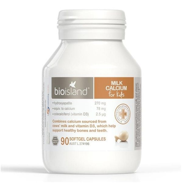 Bio Island Milk Calcium For Kids - Viên Bổ Sung Canxi Cho Trẻ Lọ 90 Viên