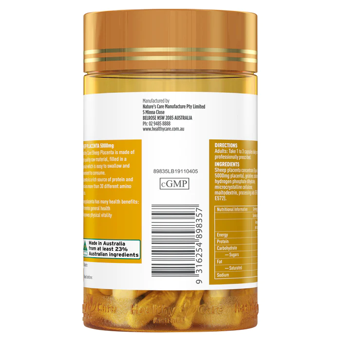 Nhau thai cừu Healthy Care Sheep Placenta 5000mg của Úc 100 viên - Image 3