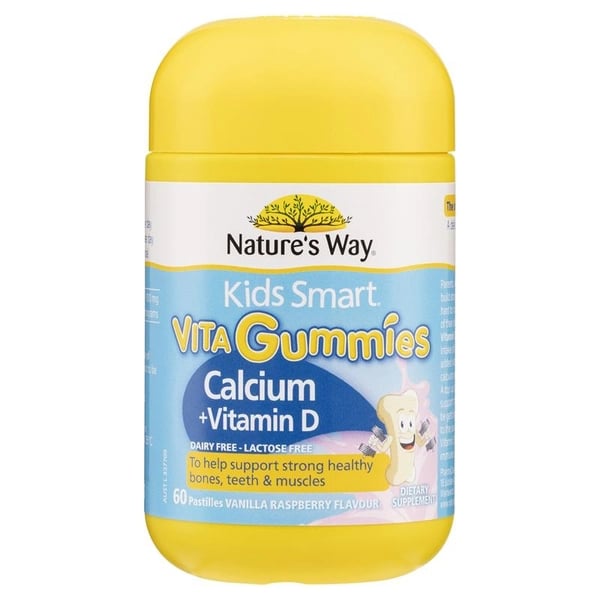 Kẹo dẻo bổ sung canxi vitamin D cho bé Nature's Way Kids Smart Vita Gummies Calcium + Vit D của Úc 60 viên