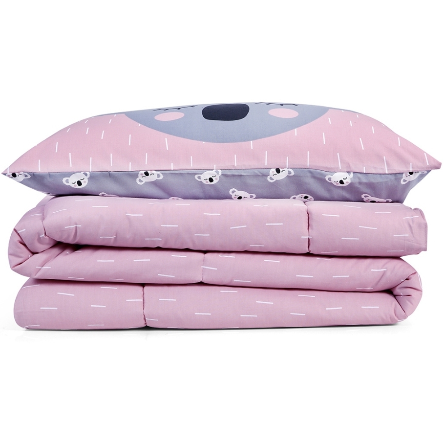 Bộ chăn bông trần và vỏ gối cho trẻ Pink Koala - Image 5