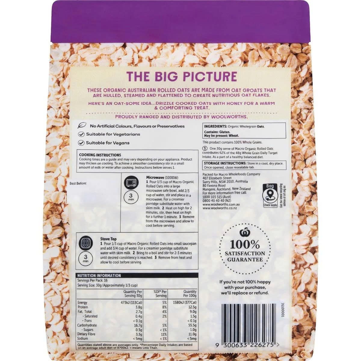 Yến mạch nguyên cám Organic Macro Úc - 500g - Image 2